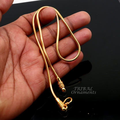 Sterling silver gold-polished snake pendant chain, 16-30 inches long, handmade by Tribal Ornaments, trendy jewelry accessory.