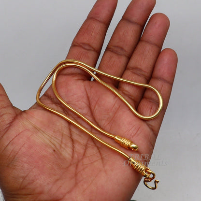 Sterling silver 16-30 inch gold-polished snake pendant chain by TRIBAL ORNAMENTS, showcasing a trendy handmade necklace.