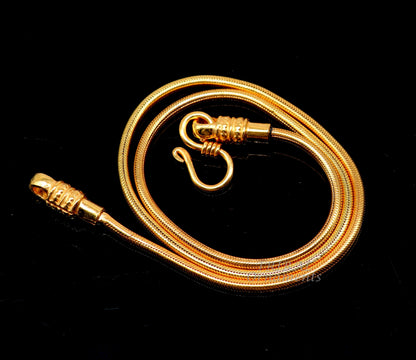 Sterling silver gold-polished snake pendant chain, 16-30 inches, handmade trendy necklace from Tribal Ornaments.