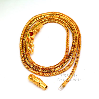 Sterling silver gold-polished wheat pendant chain, 16 to 30 inches, trendy unisex jewelry by TRIBAL ORNAMENTS.