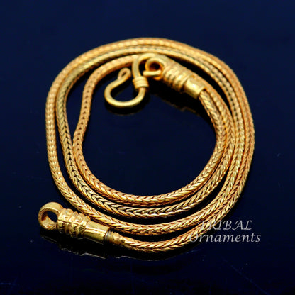 Sterling silver gold-polished wheat pendant chain, 16-30 inches, trendy unisex jewelry by TRIBAL ORNAMENTS.
