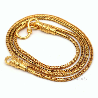 Sterling silver gold-polished wheat pendant chain, 16 to 30 inches, trendy unisex jewelry necklace by TRIBAL ORNAMENTS.