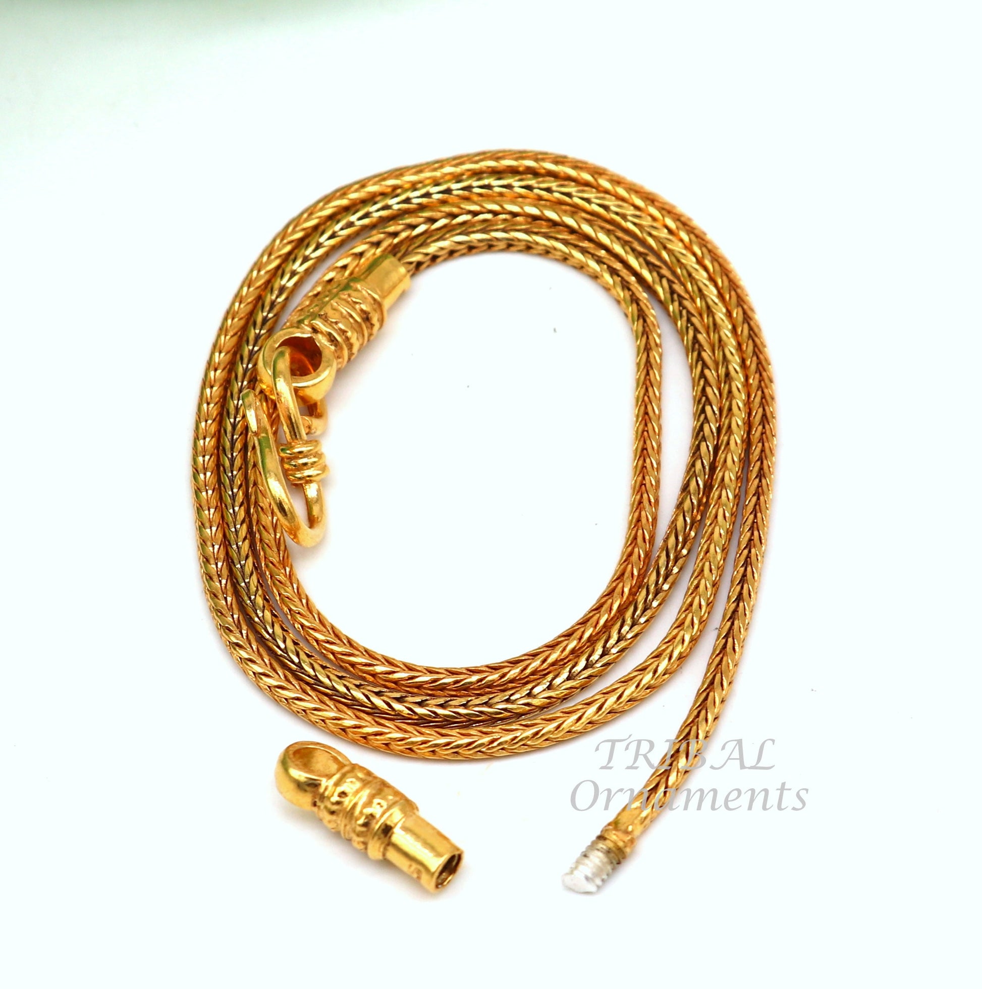 16" to 30" long screw chain 925 sterling silver handmade Gold polished wheat chain pendant chain, necklace chain, silver chain trendy nch197 - TRIBAL ORNAMENTS