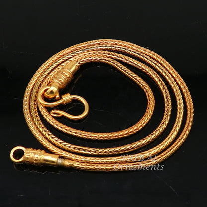 Sterling silver gold-polished wheat pendant chain, 16 to 30 inches, unisex trendy jewelry by TRIBAL ORNAMENTS