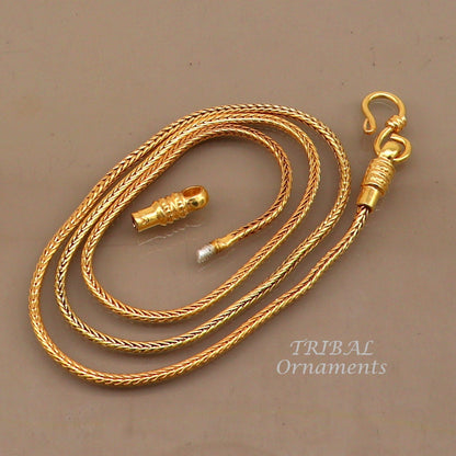 Sterling silver gold-polished wheat pendant chain, 16-30 inches, unisex trendy necklace by TRIBAL ORNAMENTS.