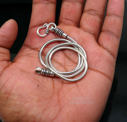 16-30 inch TRIBAL ORNAMENTS sterling silver snake chain necklace with oxidized finish, handmade jewelry pendant chain.