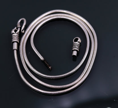 Sterling silver snake chain necklace from Tribal Ornaments, 16 to 30 inches long, with oxidized finish and trendy style.