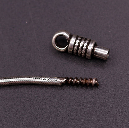 Tribal Ornaments 16-30 inch sterling silver snake chain necklace, oxidized silver finish, handmade trendy pendant chain.