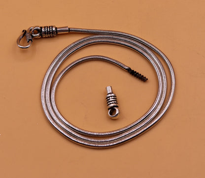 Sterling silver snake chain necklace, 16 to 30 inches long, with oxidized silver finish, handmade trendy jewelry by TRIBAL ORNAMENTS.