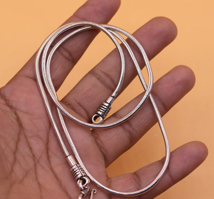 16-30 inch TRIBAL ORNAMENTS sterling silver snake chain necklace with oxidized finish, showcasing a trendy, handmade pendant chain style.
