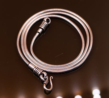 16-30 inch TRIBAL ORNAMENTS sterling silver snake chain necklace with oxidized finish, showcasing its trendy, handmade design.