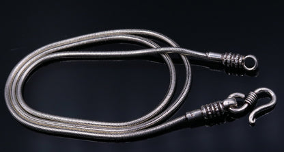 16-30 inch TRIBAL ORNAMENTS sterling silver snake chain necklace with oxidized finish, handmade trendy pendant chain.