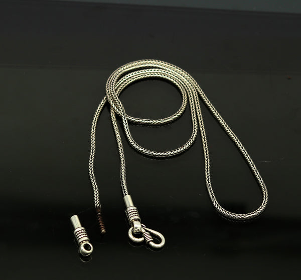 TRIBAL ORNAMENTS 16-30 inch oxidized solid wheat pendant chain, 2mm screw chain for necklace, versatile jewelry accessory