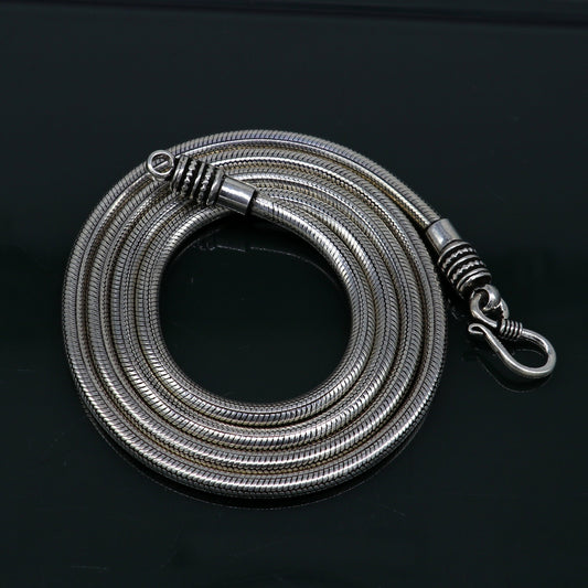 4 mm 16" to 28" long screw chain 925 sterling silver handmade snake chain pendant chain, necklace chain, oxidized silver trendy chain ch105 - TRIBAL ORNAMENTS