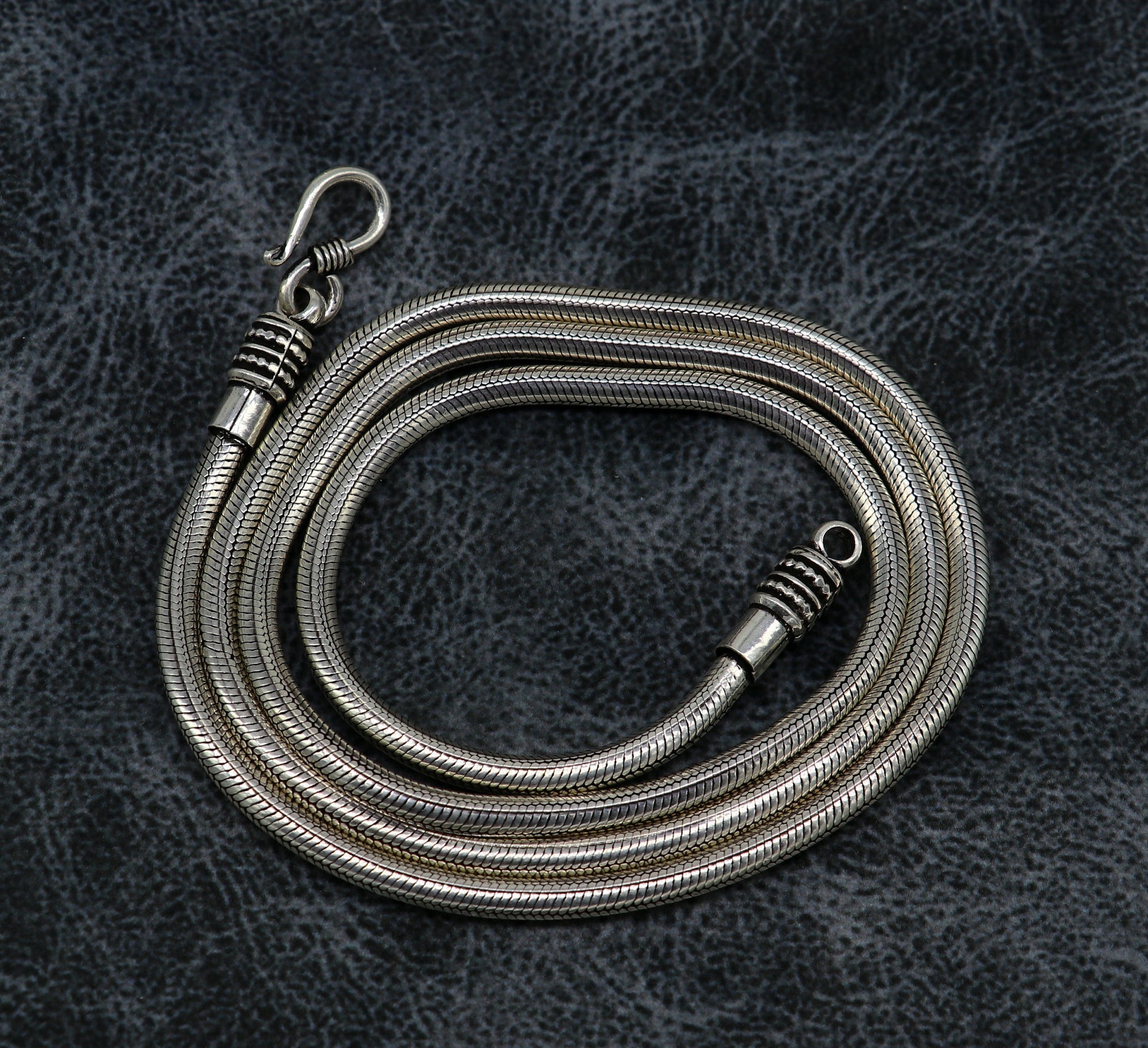 4 mm 16" to 28" long screw chain 925 sterling silver handmade snake chain pendant chain, necklace chain, oxidized silver trendy chain ch105 - TRIBAL ORNAMENTS