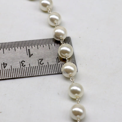 8mm pearl beaded necklace with 925 sterling silver chain, stylish long jewelry for women and girls, perfect for daily wear or gifting.