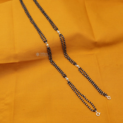 925 sterling silver black beads 2.2mm two-line chain vintage Indian mangalsutra necklace with traditional cultural style jewelry