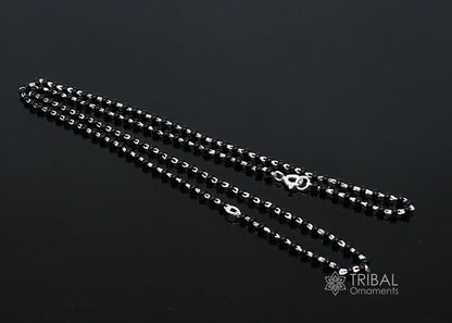 925 sterling silver black bead chain necklace with vintage traditional Indian mangalsutra design, cultural fancy jewelry for brides