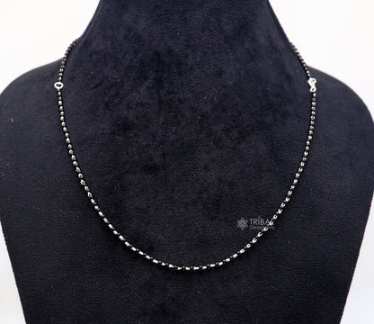 925 sterling silver black beads chain, vintage cultural Mangalsutra necklace in traditional Indian bridal style by TRIBAL ORNAMENTS