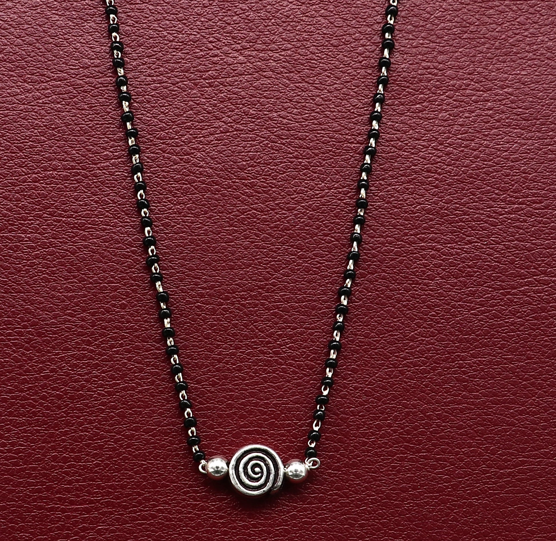 925 sterling silver black beads chain necklace, vintage stylish fancy necklace, traditional style brides Mangalsutra necklace India set217 - TRIBAL ORNAMENTS