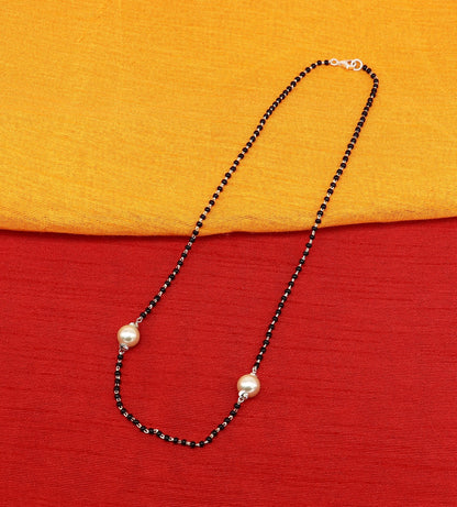 925 sterling silver black and pearl beads bridal Mangalsutra necklace set with traditional and vintage style by TRIBAL ORNAMENTS