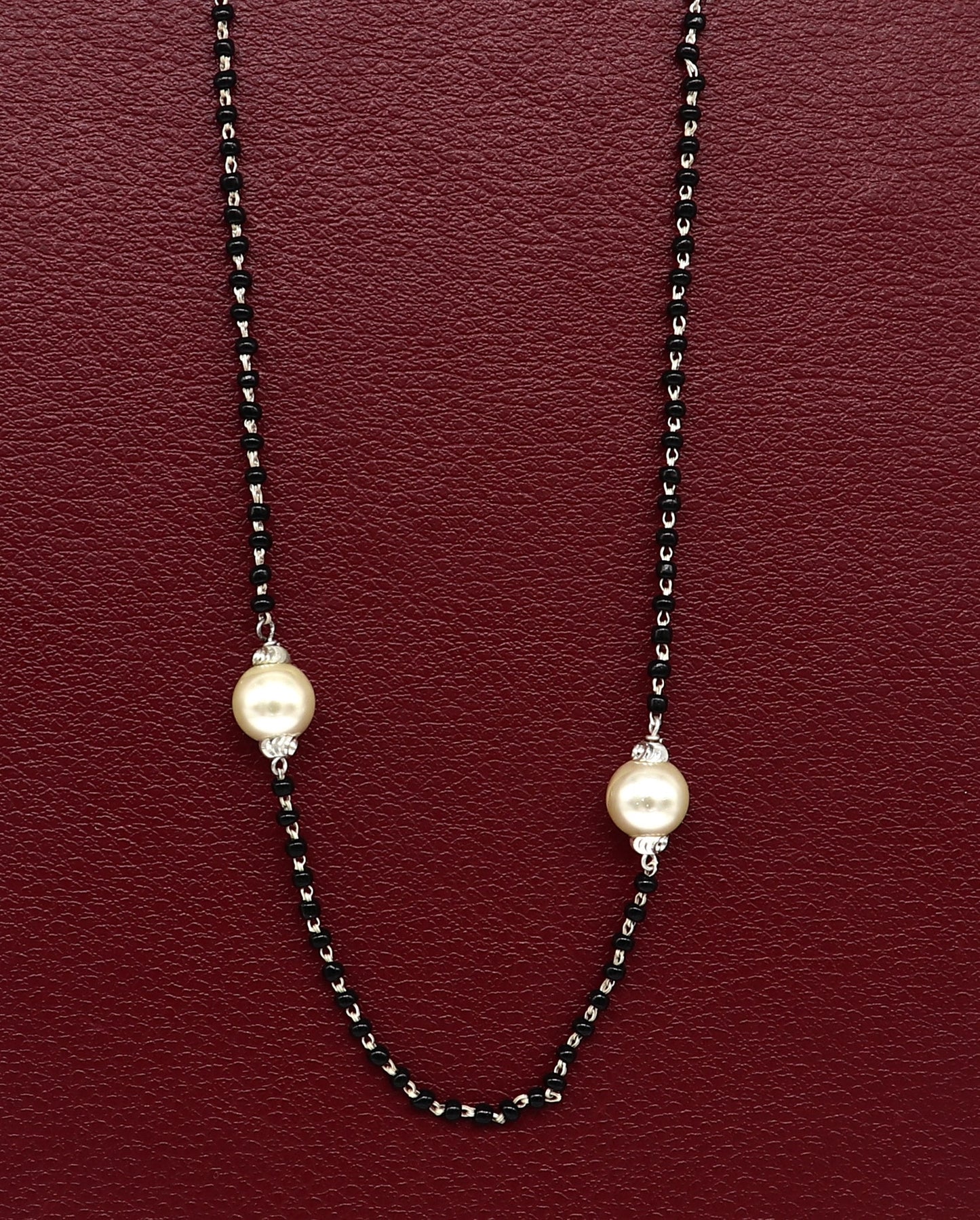 925 sterling silver black beads chain necklace, vintage stylish fancy necklace, traditional style brides Mangalsutra necklace India set218 - TRIBAL ORNAMENTS