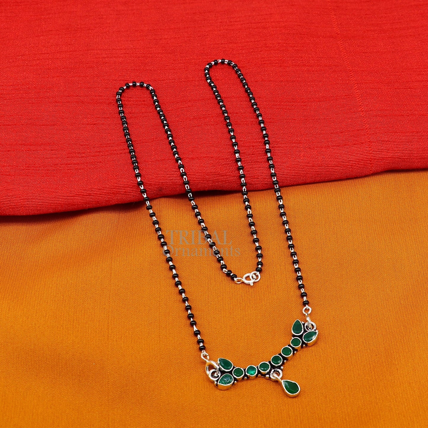 925 sterling silver black beads mangal sutra chain necklace for Every Occasion brides Mangalsutra chunky necklace ms13 - TRIBAL ORNAMENTS