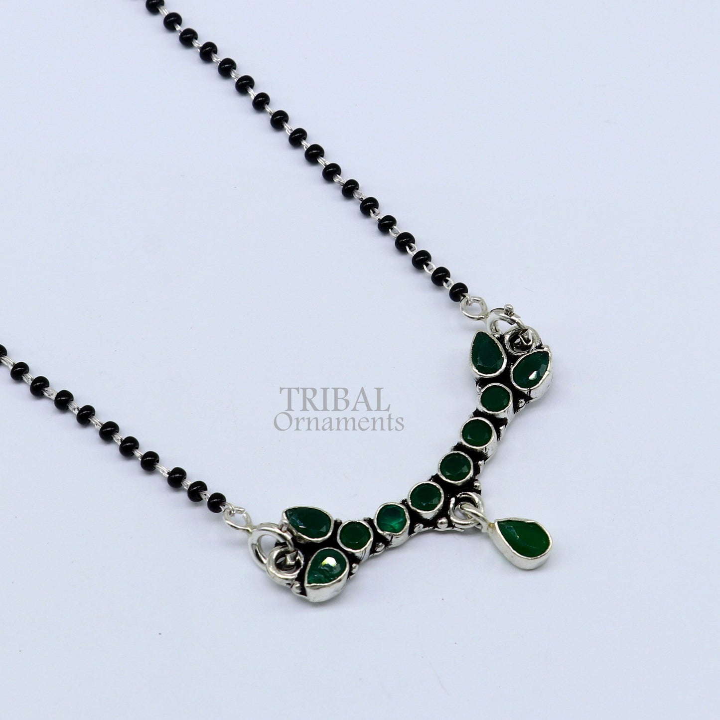 925 sterling silver black beads mangal sutra chain necklace for Every Occasion brides Mangalsutra chunky necklace ms13 - TRIBAL ORNAMENTS