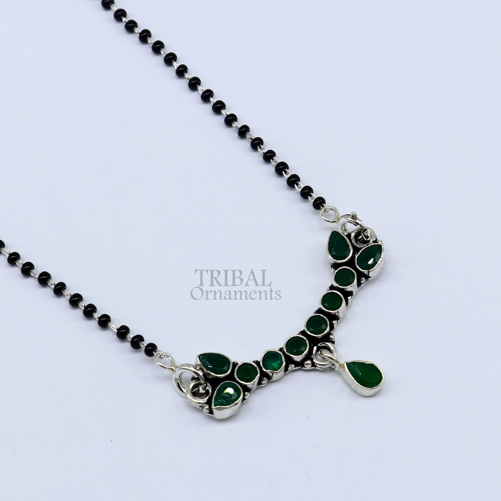 925 sterling silver black beads mangal sutra chain necklace for Every Occasion brides Mangalsutra chunky necklace ms13 - TRIBAL ORNAMENTS