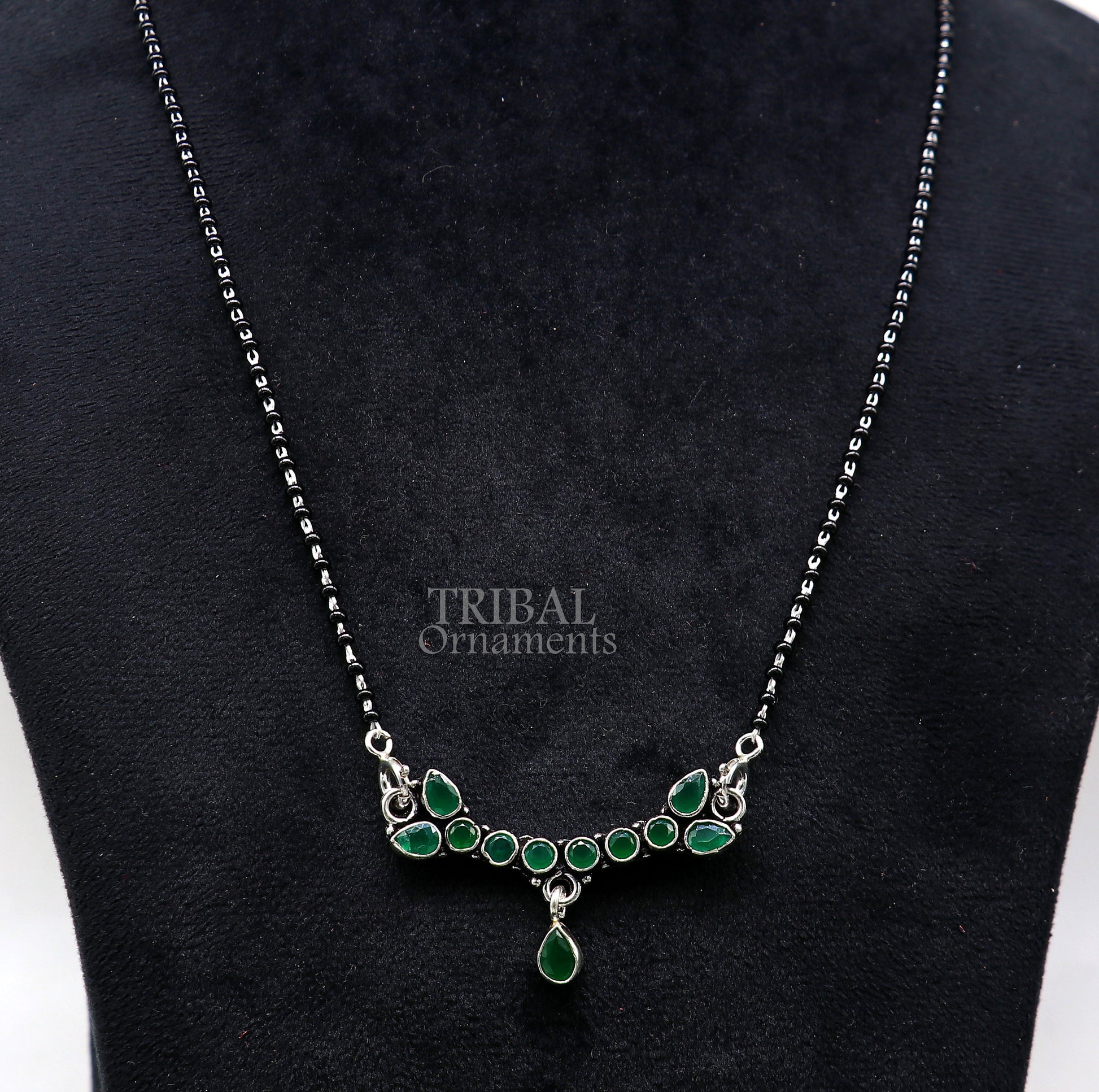 925 sterling silver black beads mangal sutra chain necklace for Every Occasion brides Mangalsutra chunky necklace ms13 - TRIBAL ORNAMENTS