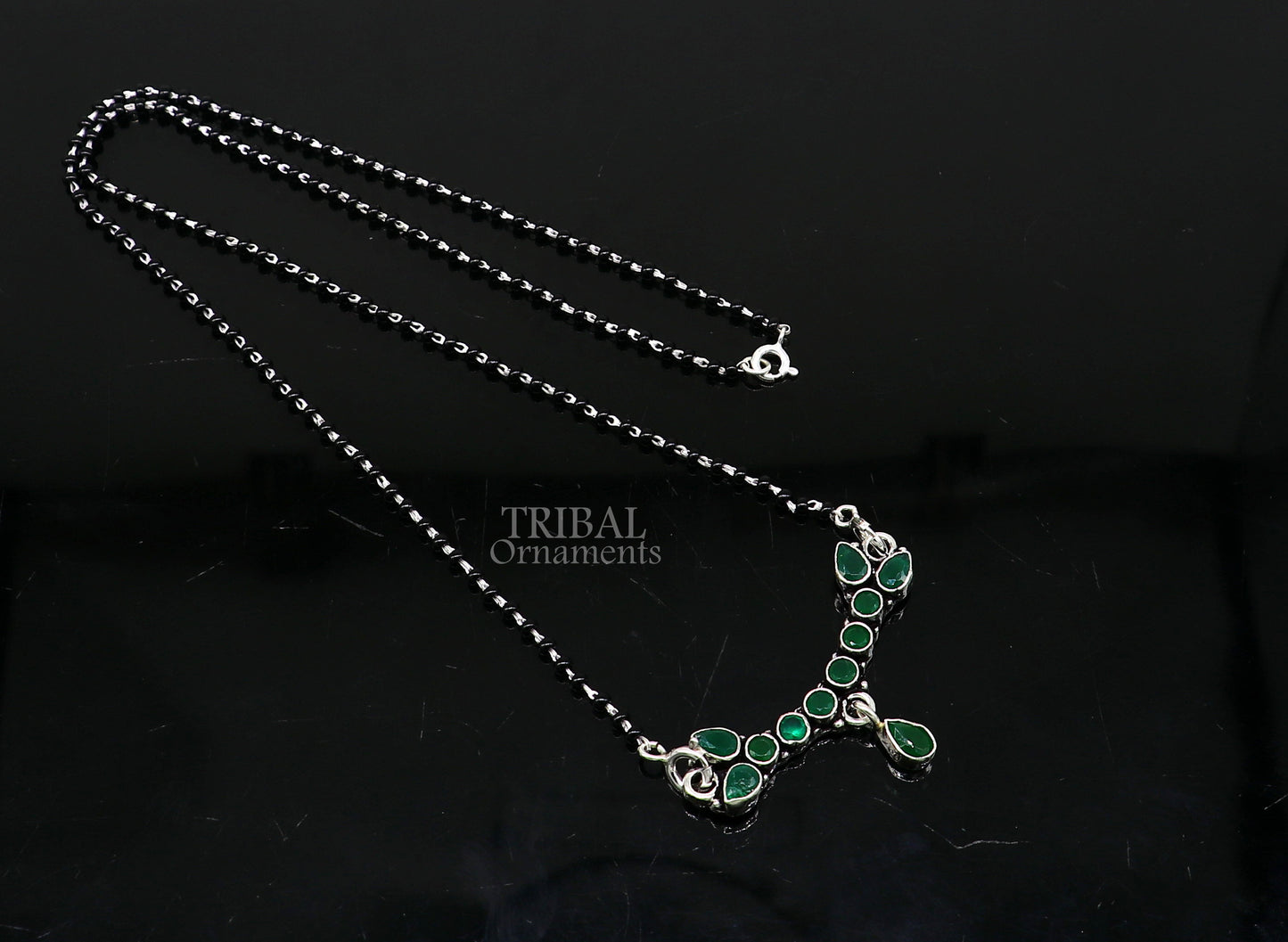 925 sterling silver black beads mangal sutra chain necklace for Every Occasion brides Mangalsutra chunky necklace ms13 - TRIBAL ORNAMENTS