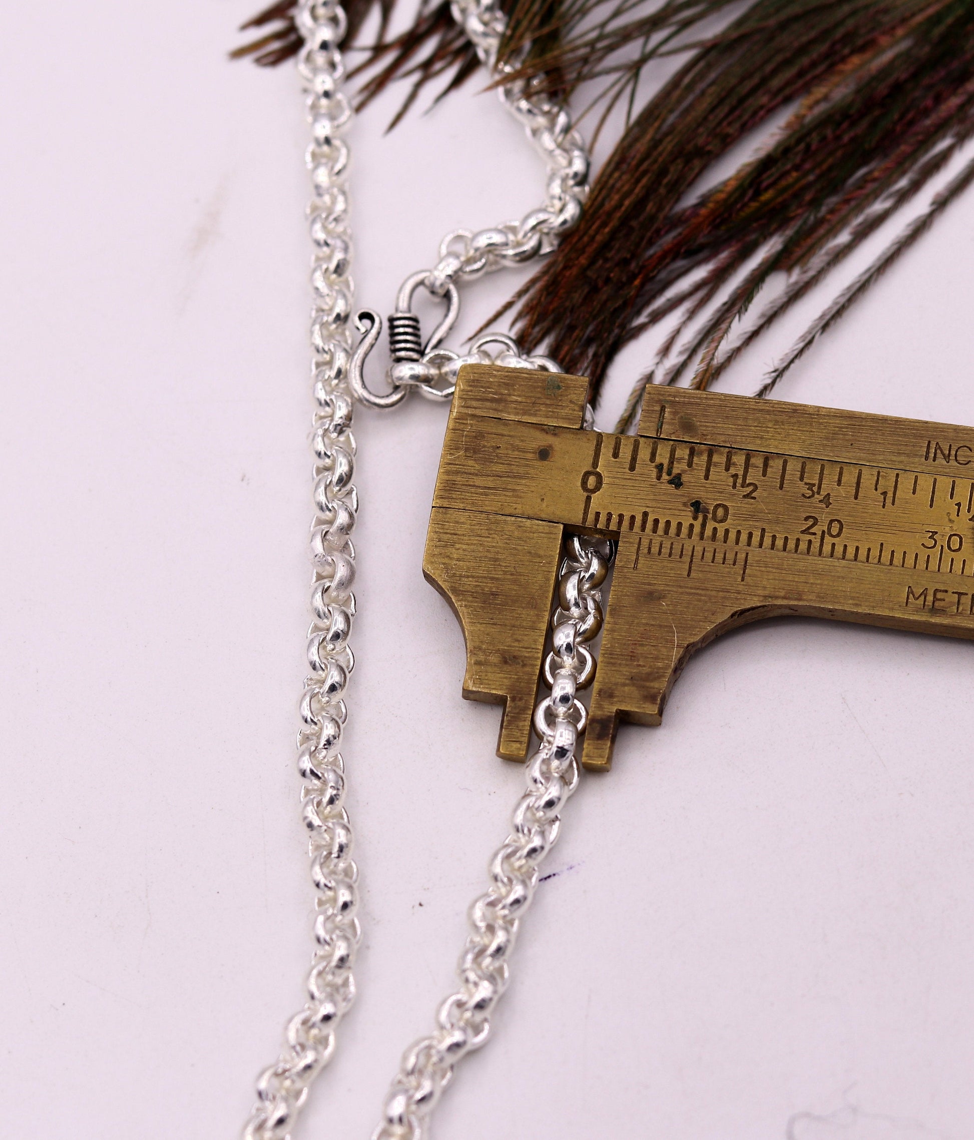 Sterling silver handmade fabulous cable link rolo chain long unisex necklace jewelry from india ch42 - TRIBAL ORNAMENTS