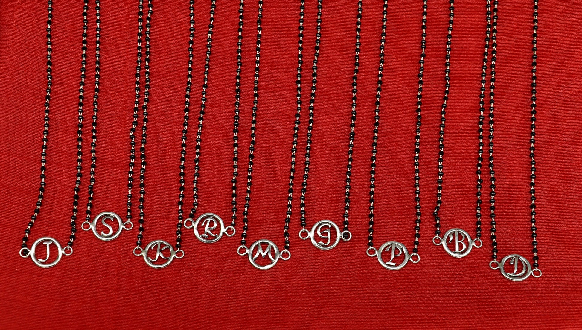 925 sterling silver black beads chain necklace, gorgeous letter pendant locket excellent customized necklace set for brides nec160 - TRIBAL ORNAMENTS