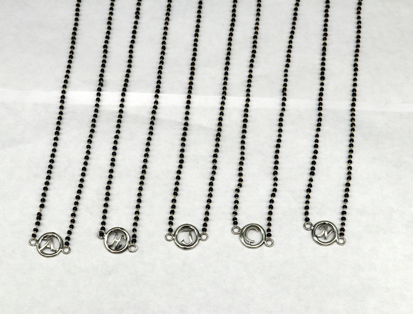 925 sterling silver black beads chain necklace, gorgeous letter pendant locket excellent customized necklace set for brides nec160 - TRIBAL ORNAMENTS