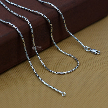 Sterling silver 1.5mm handmade fancy chain necklace from Tribal Ornaments, stylish silver jewelry perfect for gifting.