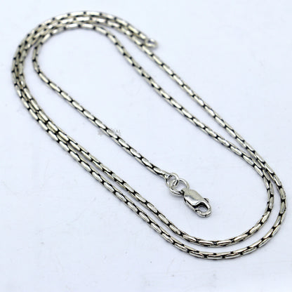 Sterling silver 1.5mm handmade fancy chain necklace by TRIBAL ORNAMENTS, stylish and solid, perfect for gifting or everyday wear.