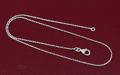 Sterling silver 1mm fancy chain necklace by TRIBAL ORNAMENTS, stylish handmade silver jewelry for gifting or everyday wear.