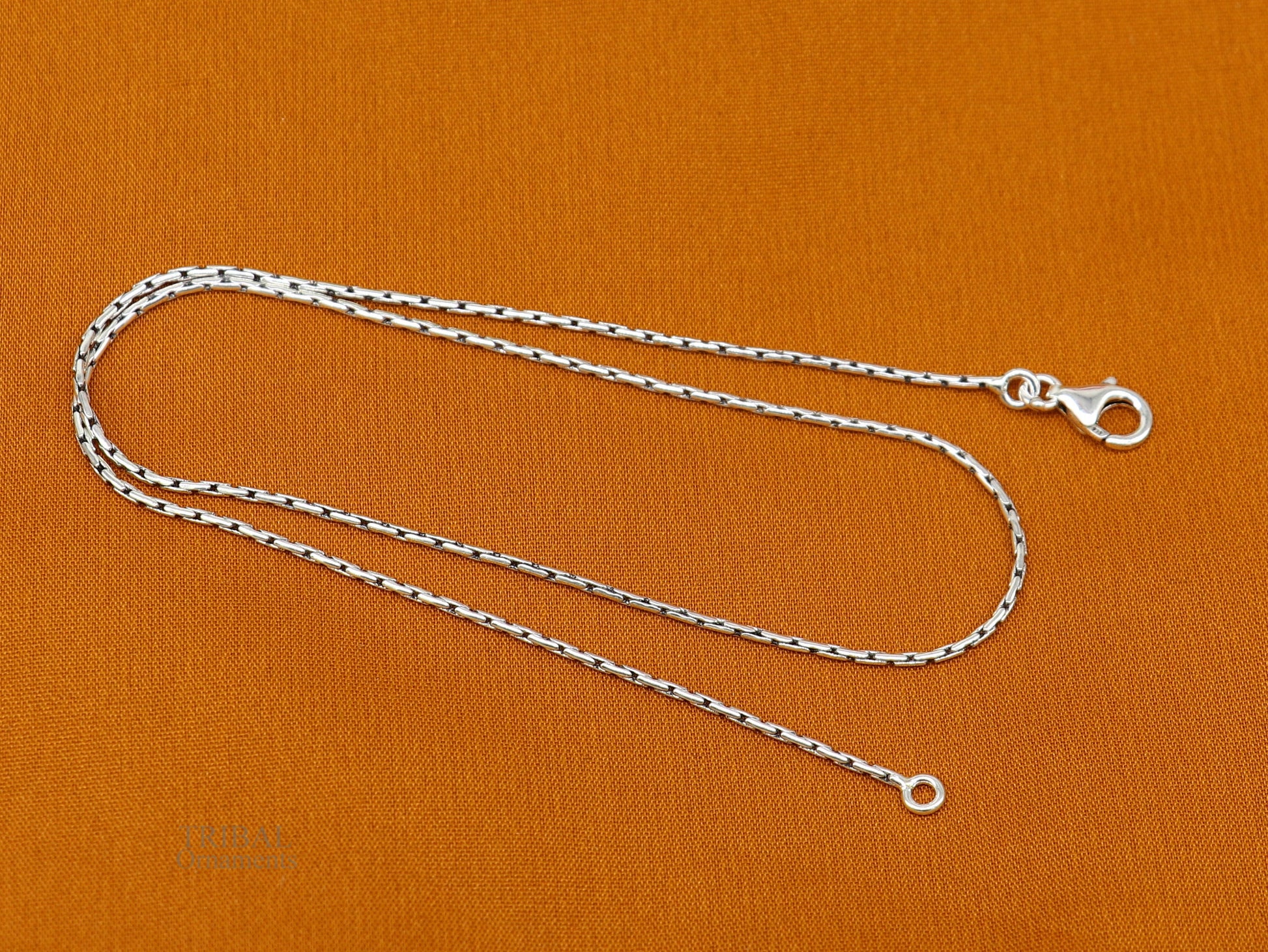 All size 1mm 925 sterling silver handmade solid fancy stylish silver chain necklace baht chain best gifting jewelry from India ch152 - TRIBAL ORNAMENTS