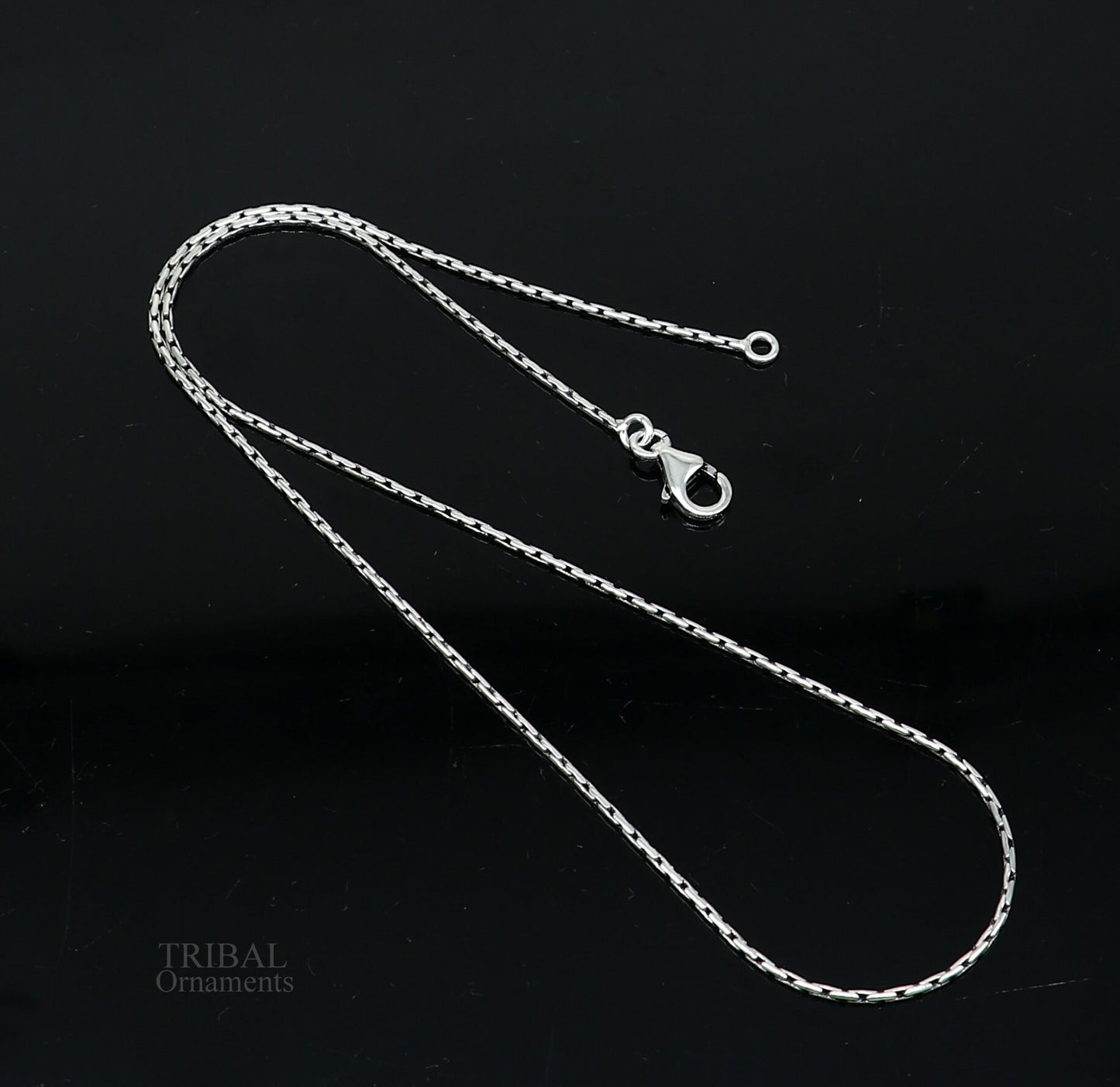 All size 1mm 925 sterling silver handmade solid fancy stylish silver chain necklace baht chain best gifting jewelry from India ch152 - TRIBAL ORNAMENTS