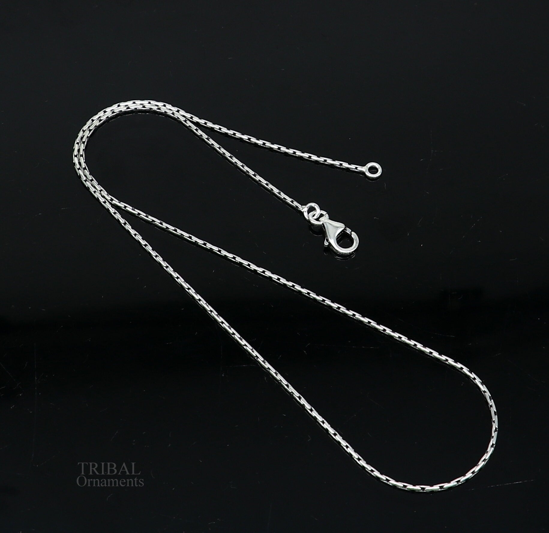 All size 1mm 925 sterling silver handmade solid fancy stylish silver chain necklace baht chain best gifting jewelry from India ch152 - TRIBAL ORNAMENTS