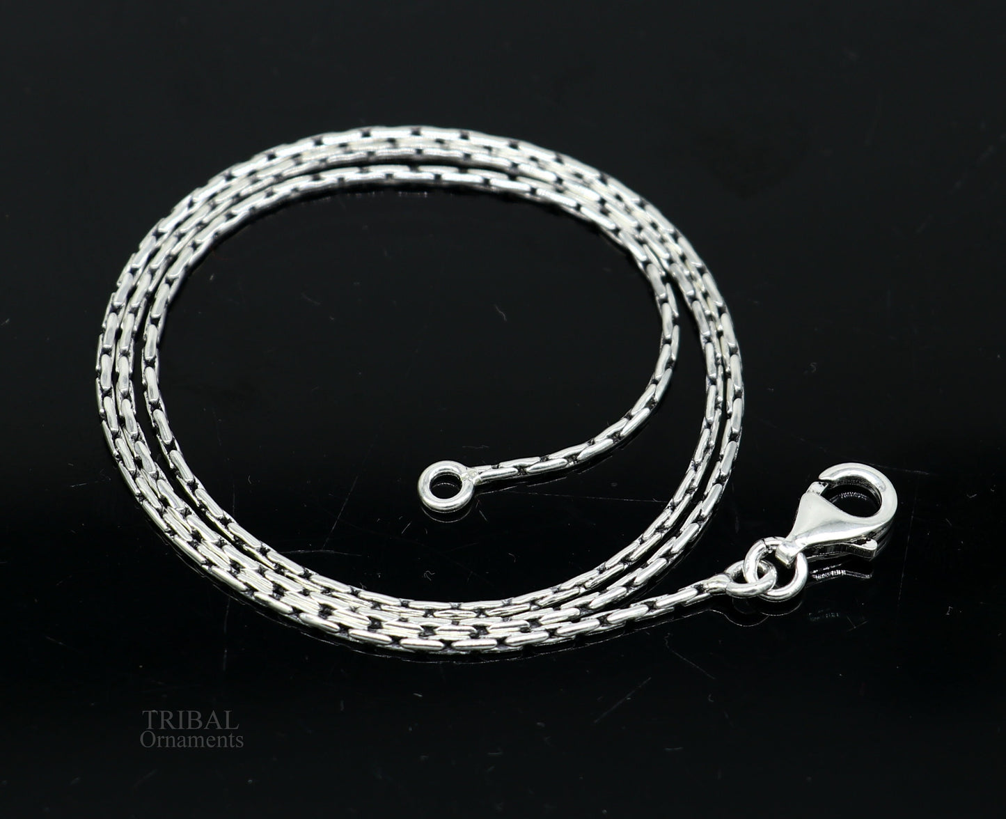 All size 1mm 925 sterling silver handmade solid fancy stylish silver chain necklace baht chain best gifting jewelry from India ch152 - TRIBAL ORNAMENTS