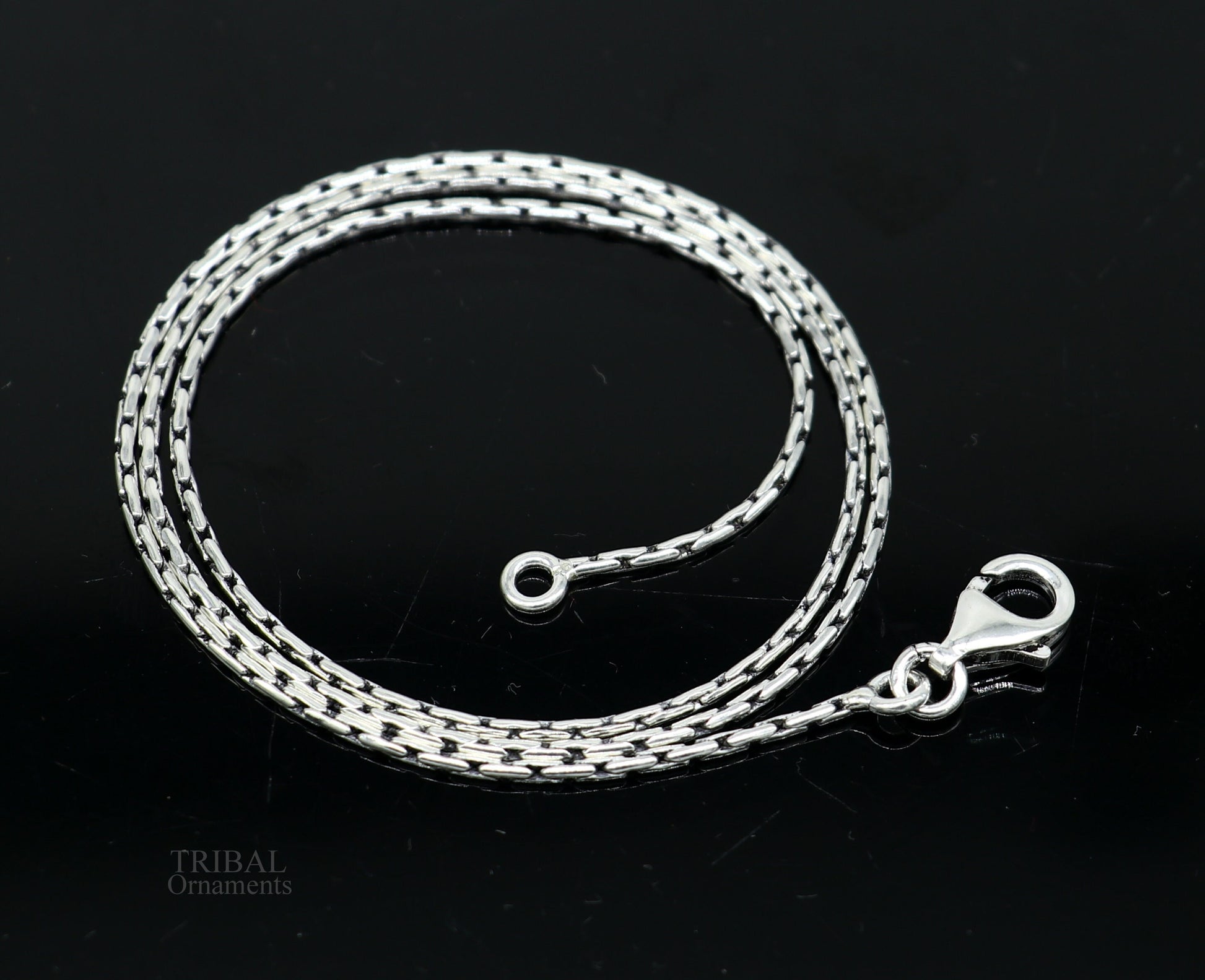 All size 1mm 925 sterling silver handmade solid fancy stylish silver chain necklace baht chain best gifting jewelry from India ch152 - TRIBAL ORNAMENTS