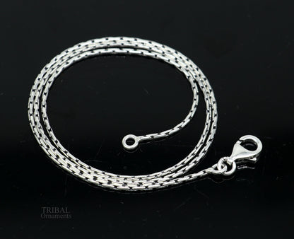 Sterling silver 1mm fancy chain necklace by TRIBAL ORNAMENTS, handmade stylish silver jewelry, perfect for gifting or everyday wear