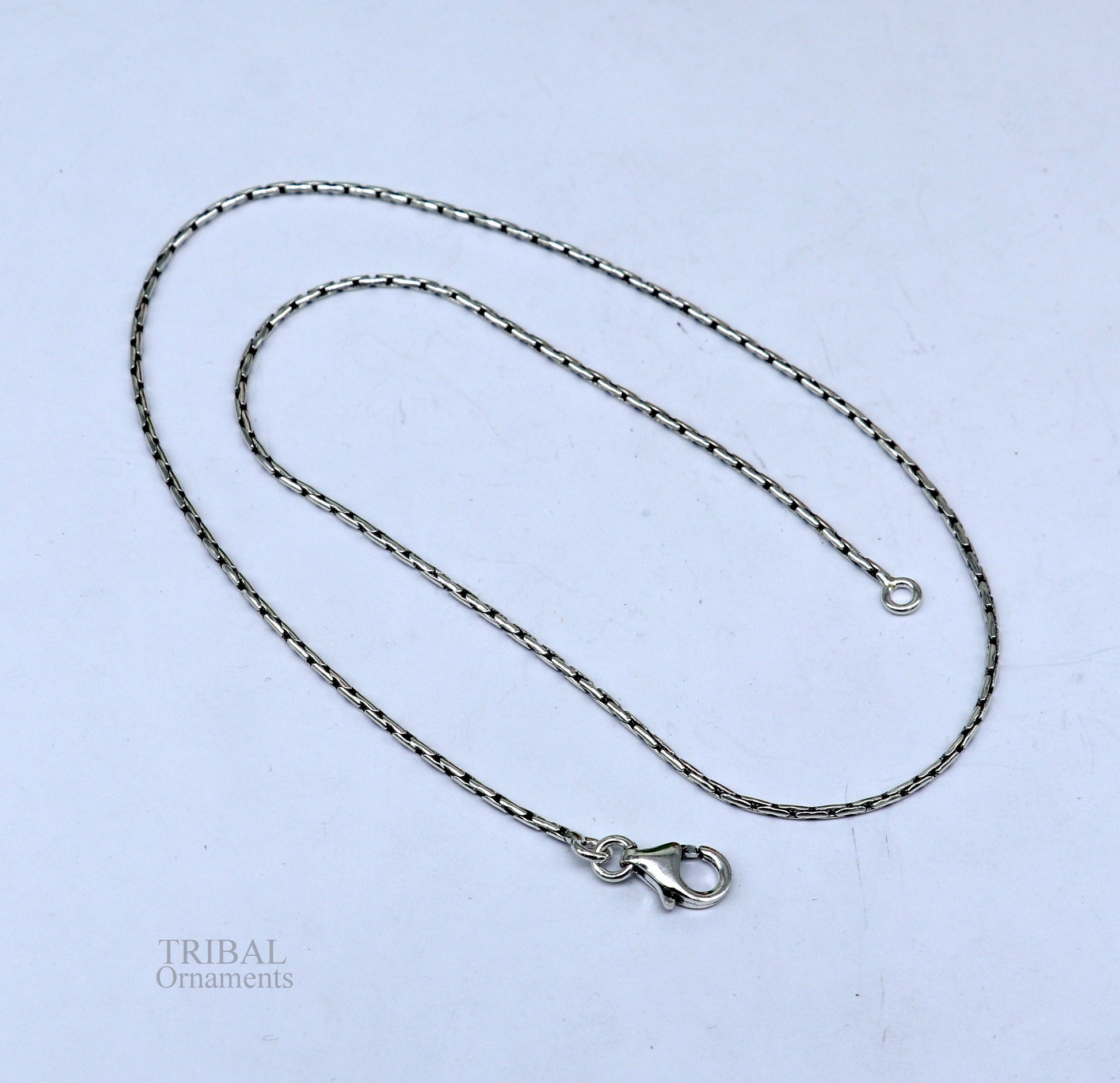 All size 1mm 925 sterling silver handmade solid fancy stylish silver chain necklace baht chain best gifting jewelry from India ch152 - TRIBAL ORNAMENTS