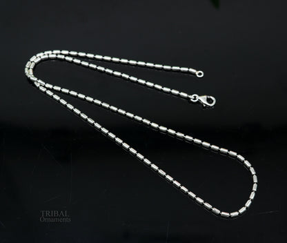 Sterling silver beaded chain necklace by TRIBAL ORNAMENTS, handcrafted with customizable beads, stylish jewelry for gifting or everyday wear.