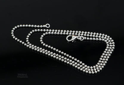 Sterling silver beaded chain necklace with intricate handmade design, stylish and customized jewelry from Tribal Ornaments.