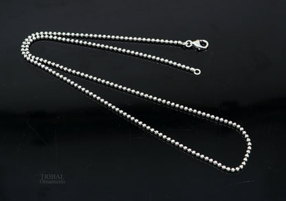 Handmade 925 sterling silver beaded chain necklace by TRIBAL ORNAMENTS, featuring a stylish customized design and intricate beads.