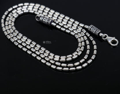 Sterling silver beaded chain necklace by TRIBAL ORNAMENTS, handmade and customized, stylish jewelry perfect for gifting.