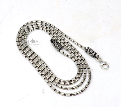 Sterling silver beaded chain necklace by TRIBAL ORNAMENTS, handmade stylish silver jewelry with customized design and intricate beading.