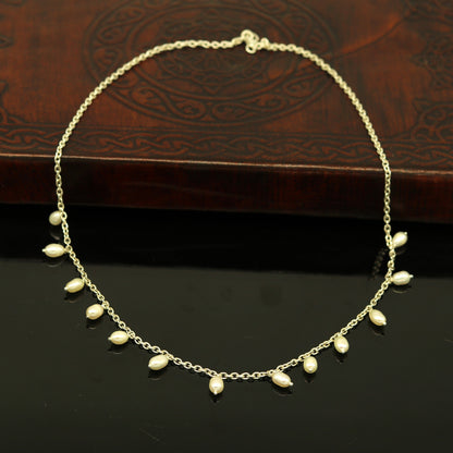 Handmade 925 sterling silver charm necklace by TRIBAL ORNAMENTS, stylish bridesmaid belly dance jewelry with intricate design.